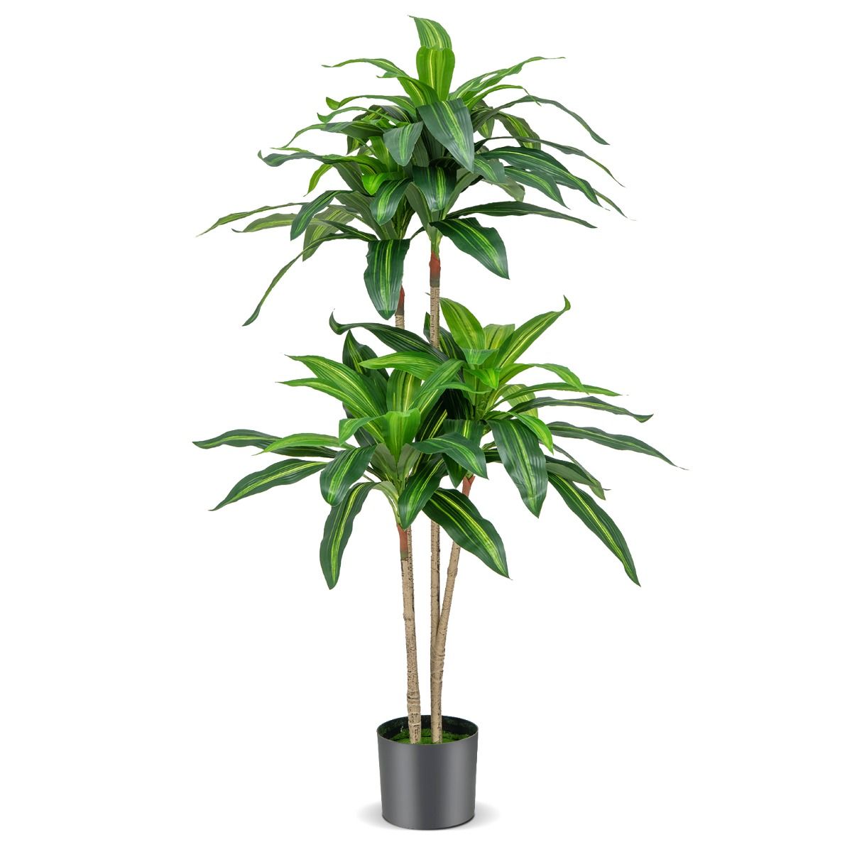 140cm Tall Fake Dracaena Plant with 92 Leaves and Built-in Cement Pot